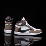 [Custom Khaki Color - Backwards Swoosh Cowhide Leather] Air Jordan High - Top Skateboarding Shoes Unisex - Image 2