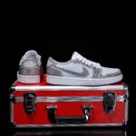 [Custom Silver - White Full Diamond] Air Jordan Low - Top Skateboarding Shoes Unisex - Image 3