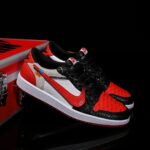 [Custom Black and Red Python Skin] Air Jordan Low - Top Skateboarding Shoes Unisex - Image 3