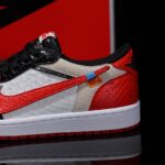 [Custom Black and Red Python Skin] Air Jordan Low - Top Skateboarding Shoes Unisex - Image 4