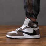 [Custom Khaki Color - Backwards Swoosh Cowhide Leather] Air Jordan High - Top Skateboarding Shoes Unisex - Image 6