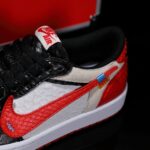 [Custom Black and Red Python Skin] Air Jordan Low - Top Skateboarding Shoes Unisex - Image 5