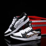 [Custom Black and White - Python Pattern] Air Jordan Low - Top Skateboarding Shoes Unisex - Image 3