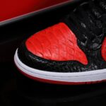 [Custom Black and Red Python Skin] Air Jordan Low - Top Skateboarding Shoes Unisex - Image 6