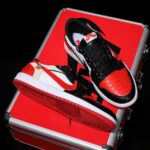 [Custom Black and Red Python Skin] Air Jordan Low - Top Skateboarding Shoes Unisex - Image 7