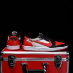 [Custom Black and Red Python Skin] Air Jordan Low - Top Skateboarding Shoes Unisex - Image 8