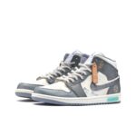 [Custom Good Fortune Arrives - CNY Limited Edition] Air Jordan 1 Mid Top Unisex Skateboarding Shoes Gray - Image 2