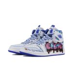 [Custom White Noise, Blue Notes ] Air Jordan 1 High - Top Skateboarding Shoes Unisex White/Blue - Image 2