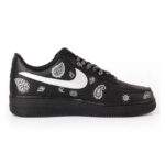 [Custom Cashew flower element]  Air Force 1 Skateboarding Shoes Women's Low-top Black - Image 3