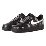 [Custom Cashew flower element]  Air Force 1 Skateboarding Shoes Women's Low-top Black - Image 4