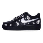 [Custom Cashew flower element]  Air Force 1 Skateboarding Shoes Women's Low-top Black - Image 6