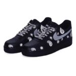 [Custom Cashew flower element]  Air Force 1 Skateboarding Shoes Women's Low-top Black - Image 8