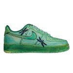 [Custom The women's green-dyed dragonfly is dyed greenish-black]  Air Force 1 Skateboarding Shoes Women's Low-top Black/Green - Image 2
