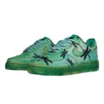 [Custom The women's green-dyed dragonfly is dyed greenish-black]  Air Force 1 Skateboarding Shoes Women's Low-top Black/Green - Image 3