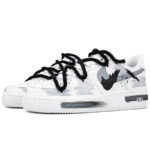 [Custom The mark of the cracked flame]  Air Force 1 Skateboard Shoes Men Low-Top White/Black - Image 3