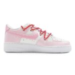 [Custom Strawberry hand-painted pink and white]  Air Force 1 Skateboarding Shoes Men Low-top Pink/white - Image 2