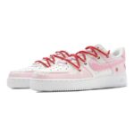 [Custom Strawberry hand-painted pink and white]  Air Force 1 Skateboarding Shoes Men Low-top Pink/white - Image 3