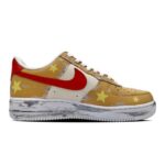 [Custom Alcohol scratch-off cards are used to age the red and yellow stars]  Air Force 1 Skateboarding Shoes Men - Image 2
