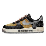 [Custom Male pirate treasure map in black and yellow]  Air Force 1 Skateboarding Shoes Men
