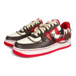 [Custom Flame brownish red for both men and women]  Air Force 1 Skateboarding Shoes Unisex Low-top Brown/Red - Image 2