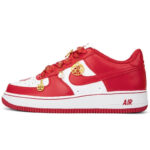 [Custom AF1 white and red wedding shoe pendant for women]  Air Force 1 Skateboarding Shoes Women's