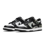 [Custom A lucky panda for women]  Dunk Skateboarding Shoes Women's Low-top Black/white/green - Image 3
