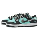 [Custom Women's diamond Tiffany]  Dunk Skateboarding Shoes Women's Low-top Black/Blue - Image 3