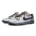 [Custom Snake Skin LOVE]  Dunk Skateboarding Shoes Women's Low-top Grey/black - Image 2