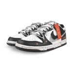 [Custom Women's folded smiley face orange]  Dunk Skateboarding Shoes Women's Low-top White/black/gray - Image 2