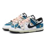 [Custom Women's racing]  Dunk Skateboarding Shoes Women's Low-top White/Royal Blue/Fern Green - Image 3