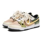 [Custom Female Grassland Ghost S-BOX]  Dunk Skateboarding Shoes Women's Low-top Brown/Green - Image 3