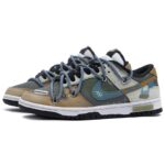 [Custom Women's non-biodegradable S-BOX]  Dunk Skateboarding Shoes Women's Low-top White/Brown - Image 3