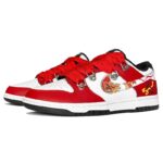 [Custom The auspicious dragon is jubilant]  Dunk Skateboarding Shoes Women's Low-top Pink/White/Black - Image 3