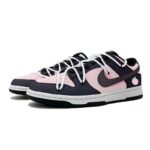 [Custom Grapes, white peaches]  Dunk Skateboarding Shoes Women's Low-top Black/powder - Image 3