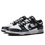 [Custom Women's model "Thousand Miles of the Vast Sea" S-BOX]  Dunk Skateboarding Shoes Women's Low-top Black/Blue - Image 4