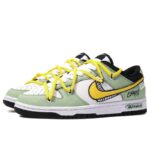 [Custom Green Comet]  Dunk Skateboarding Shoes Unisex Low-top Green/yellow/white - Image 2