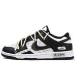 [Custom Crack]  Dunk Skateboarding Shoes Unisex Low-top Black/white/pink - Image 2