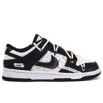 [Custom Crack]  Dunk Skateboarding Shoes Unisex Low-top Black/white/pink - Image 5