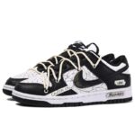 [Custom Crack]  Dunk Skateboarding Shoes Unisex Low-top Black/white/pink - Image 3