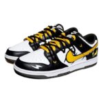 [Custom Yellow Lightning Girl]  Dunk Skateboarding Shoes Women's Low-top Black/White/Yellow - Image 2