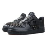 [Custom Pure black punk rivets]  Air Force 1 Skateboarding Shoes Men Low-top Black - Image 2