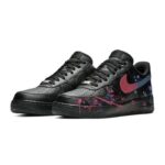 [Custom Splashed ink in blue and pink]  Air Force 1 Skateboarding Shoes Unisex Low-top Black/pink - Image 3