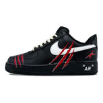 [Custom Black Wolf claws for men and women]  Air Force 1 Skateboarding Shoes Unisex Low-top Black/white - Image 2