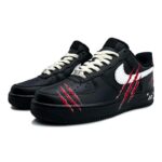 [Custom Black Wolf claws for men and women]  Air Force 1 Skateboarding Shoes Unisex Low-top Black/white - Image 3