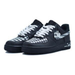 [Custom Black and white forbidden zone for both men and women]  Air Force 1 Skateboarding Shoes Unisex Low-top Black/white - Image 3