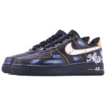 [Custom Orange radio wave]  Air Force 1 Skateboard Shoes Unisex Low-Top Black Orange - Image 3