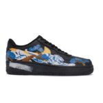 [Custom The same style for both men and women: tiger roar and Dragon roar]  Air Force 1 Skateboard Shoes Unisex Low-Top Blue/Yellow - Image 2