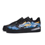 [Custom The same style for both men and women: tiger roar and Dragon roar]  Air Force 1 Skateboard Shoes Unisex Low-Top Blue/Yellow - Image 3