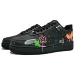 [Custom Butterflies dance in the dark night]  Air Force 1 Skateboard Shoes Unisex Low-Top Black - Image 3