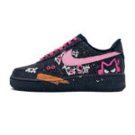 [Custom Pink ink raspberry]  Air Force 1 Skateboarding Shoes Men Low-top Black/pink